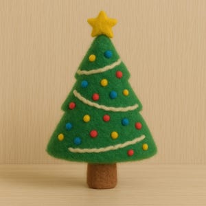 Needle-Felted Christmas Tree - Handmade Wool Felt Holiday Decoration - Cute Cottagecore Winter Ornament - Christmas Gift - Needle-Felted