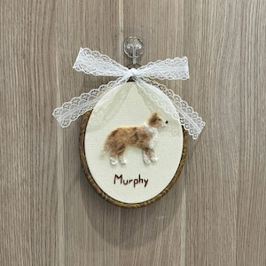 Custom Needle - Felted Dog Portrait in Embroide Hoop - Personalized Wool Pet Art - Pet Lover Gift, Nursery Wall Hanging - Pet Gift