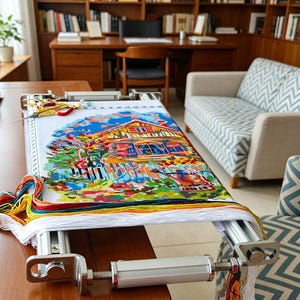 Soporte de mesa ajustable de aluminio para bordado: Bastidor de punto de cruz en forma de M con kit