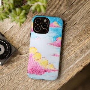 Funda para iPhone con diseño de nubes de colores: fundas resistentes, regalo exclusivo, diseño artístico, protección para el teléfono, diseño personalizable