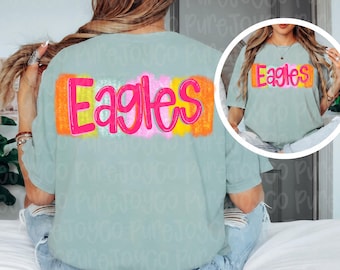 EAGLES PNG| GLITTER | School Spirit | Girly | Mascot | Tshirt Design | Adults, Kids, Teens | Digital Download | Hand Drawn