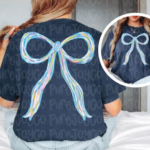 Bow Digital Design | Blue Bow | Sublimation | DTF | Girly Bow Design | Colorful Bow | PNG | Hand Drawn &lt;3