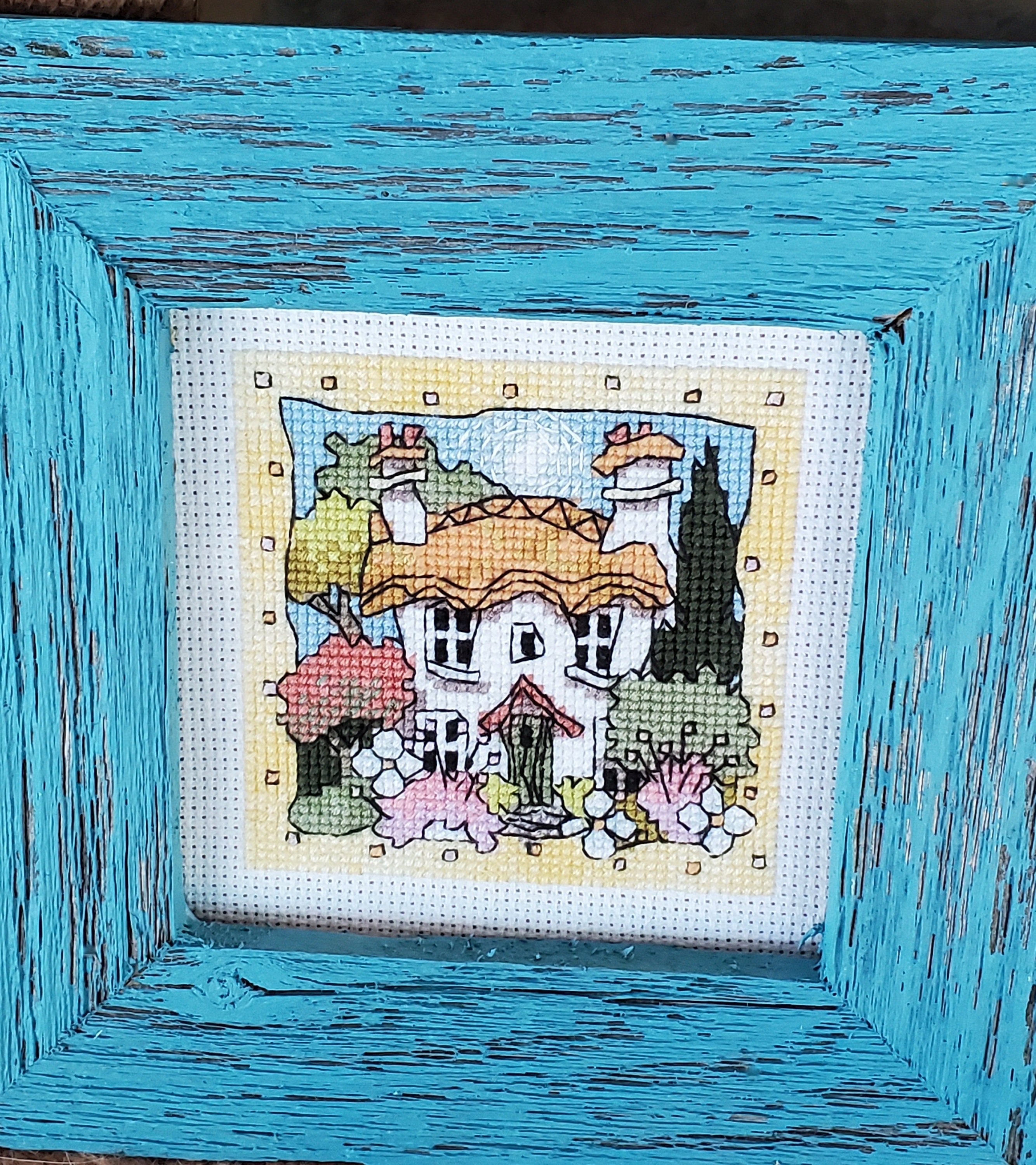 FAIRY VILLAGE - Completed And Framed Cross Stitch -