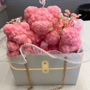 vela artesanal en cartera de ositos