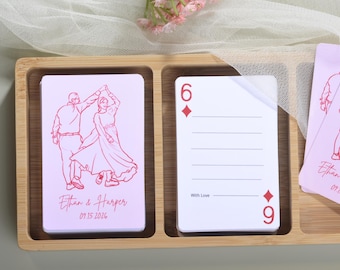 Naipes de libro de visitas de boda personalizados hechos a mano / Fotos de pareja dibujadas a mano / Alternativa de libro de visitas de boda / Foto de boda dibujada a mano