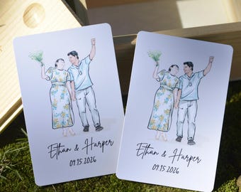 Libro de visitas de boda personalizado, hecho a mano en acuarela, alternativa/Fotos de pareja dibujadas a mano en acuarela/Regalo de compromiso de boda