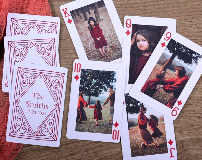 Cartes à jouer personnalisées | Cartes à jouer avec photo personnalisées|  Jeu de fête en famille|  Cadeau photo unique | Cadeau pour ami| Cadeaux d'anniversaire