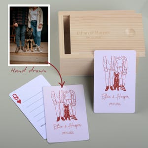 Kundenspezifische Hand gezeichnete Hochzeitsgästebuch-Spielkarten | Handgezeichnete Fotos | Hochzeitsgästebuch Alternative| Blanko Spielkarten