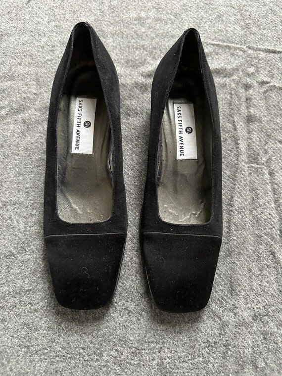 Said Fifth Avenue Black Shoes Saks Fifth Avenue Black Leather Loafers Metal Horse Bit  main image 2