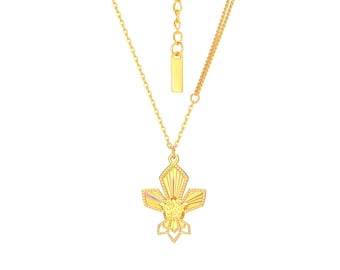24K Solid Gold Maple Leaf Pendant.45cm Chain Pure Gold Plant Necklace.Dainty Anniversary Necklace Gift.G0278