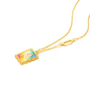 24K Solid Gold Butterfly Pendant Necklace, Dainty Birthday Gift