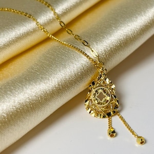Handmade 24K Pure Gold Pendant Necklace - 45cm Chain Gourd Gold G223