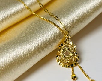 Handmade 24K Pure Gold Pendant Necklace - 45cm Chain Gourd Gold G223