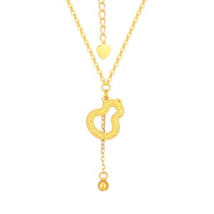 24K Gold Gourd Necklace.Adjustable 45cm 24K Gold Chain.Dainty Lover Gold Necklace For Women.Anniversary Necklace Gift.G0282