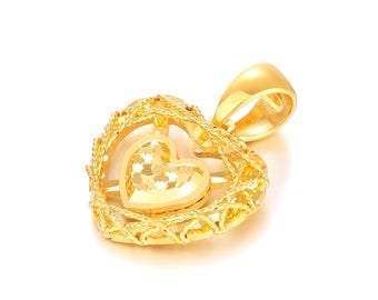 Halsband med hjärthänge i 24 karat guld, tvinnad tråddesign, alla hjärtans dag-present