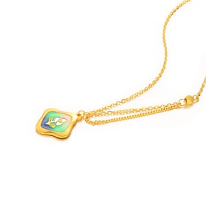 24K Solid Gold Flower Pendant Necklace, 45cm Chain