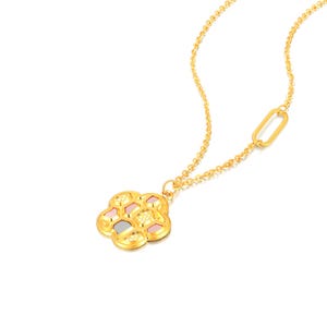24K Solid Gold Flower Necklace, 999 Gold Pendant, 45cm Chain