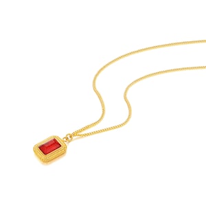 Elegant 999 24k Gold Necklace，24k Gold Ruby Necklace，Stylish Red Gemstone Pendant Jewelry for Women.G0715
