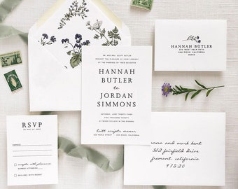 Violet Wedding Invitation Set Sample - Simple Invitations - Modern Wedding Invitations - Hannah Wedding Invitation Suite -