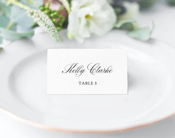 Traditional Script Place Cards with printed guest names - Classic Escort Cards