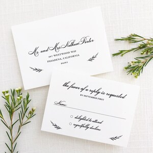 Classic Wreath Wedding Invitations Traditional Wedding Invitations Monogram Wreath Invitation SAMPLE SET image 4