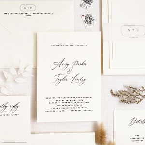 Modern Minimal Wedding Invitation - Modern Script Wedding Invitation - Minimal Invitation Sample Set image 5