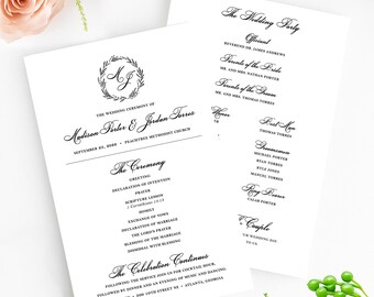 Classic Wreath Wedding Programs - Traditional Wedding Programs