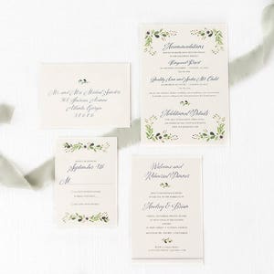 Greenery Wedding Invitation with Calligraphy Script SAMPLE SET image 3