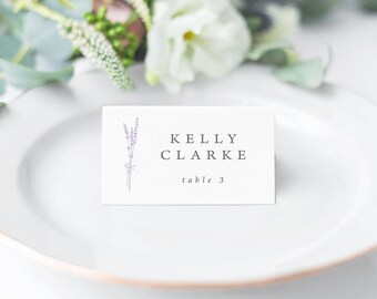 Lavender Place Cards with printed guest names - Traditional Escort Cards - Rustic Wedding Place Cards