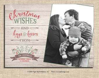 Christmas Wishes Holiday Christmas Card - Photo Card - Printed or Printable