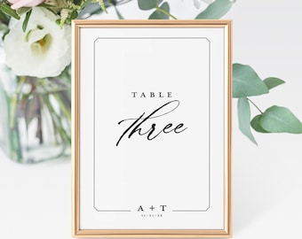 Modern Minimal Table Numbers - modern table number cards - minimal wedding table numbers - reception table numbers
