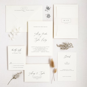 Modern Minimal Wedding Invitation - Modern Script Wedding Invitation - Minimal Invitation Sample Set image 1