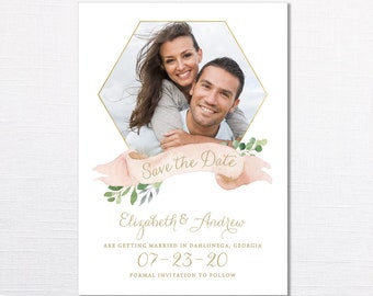 Geometric Banner Save the Date - Photo Save the Date - Save the Date Card