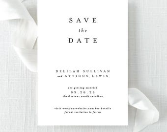 Classic Minimal Save the Date Card - Classic Save the Date - Minimal Save the Date