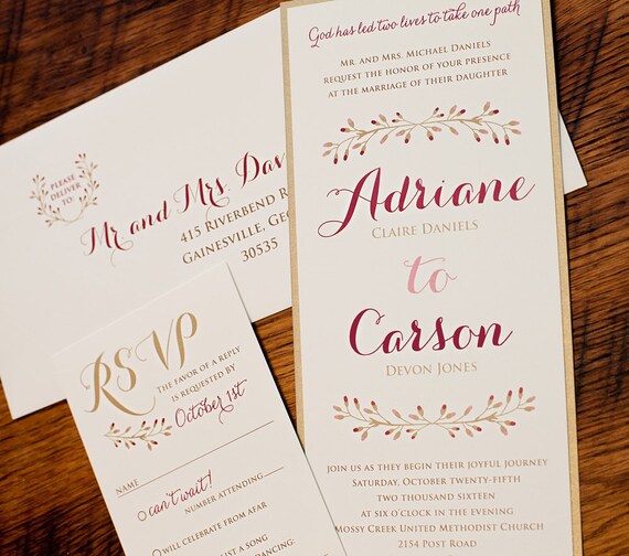 Rustic Elegant Wedding Invitation Set Sample Fall Wedding