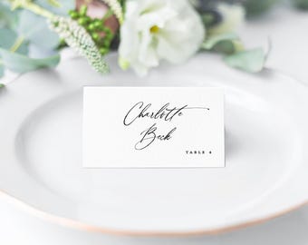 Modern Minimal Place Cards with printed guest names - Modern Escort Cards - Minimal Place Cards