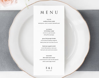 Modern Elegance Wedding Menu Cards - Wedding Menu - Menu Cards - Wedding Reception Menu