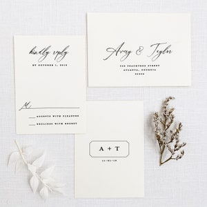 Modern Minimal Wedding Invitation - Modern Script Wedding Invitation - Minimal Invitation Sample Set image 2