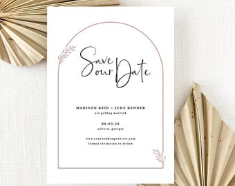 Dusty Rose Arch Save the Date - Boho Save the Date