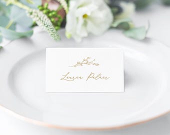 Gold Crest Place Cards with printed guest names - Gold Crest Escort Cards - Traditional Place Cards