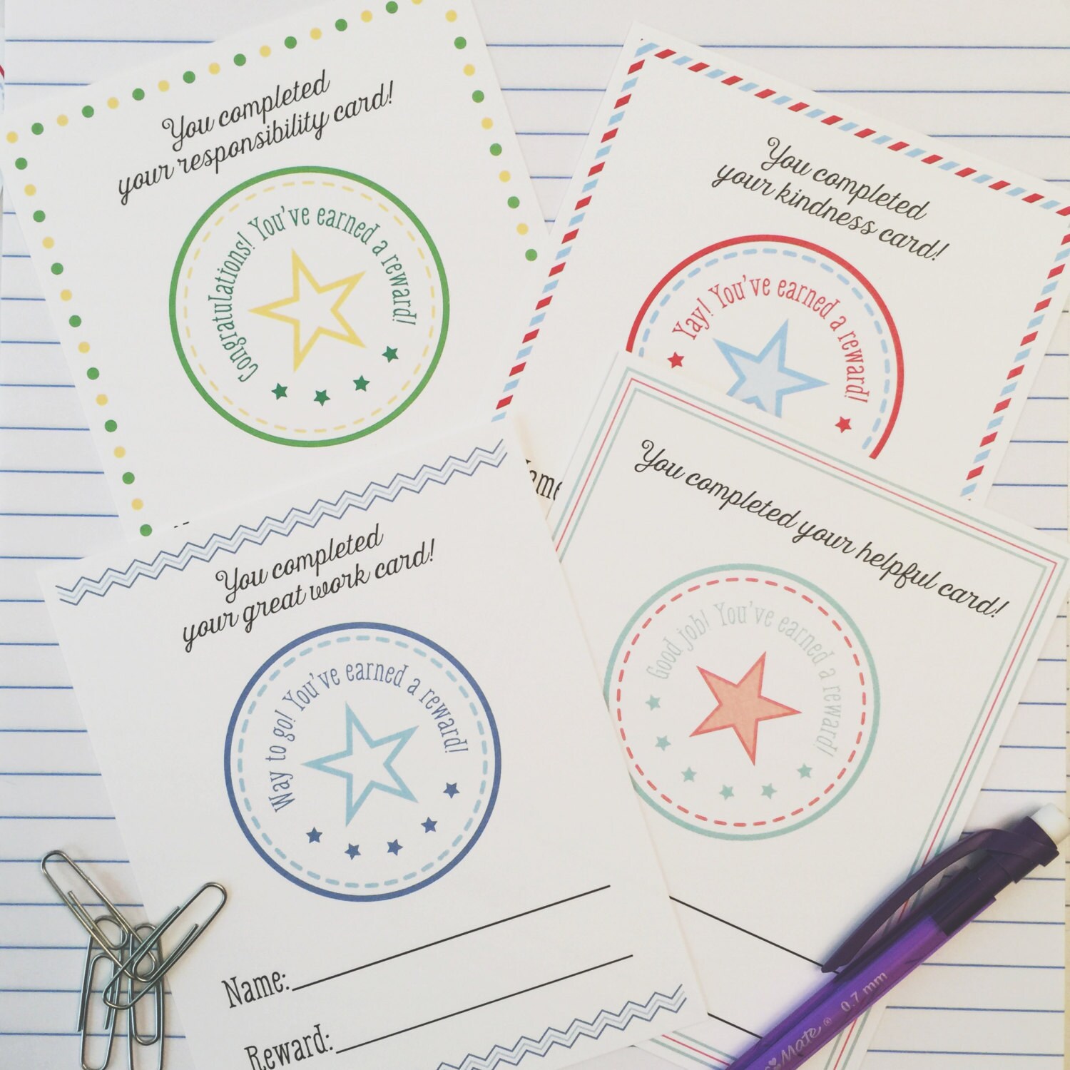 Classroom Reward Cards and Student Reward Certificates for Etsy