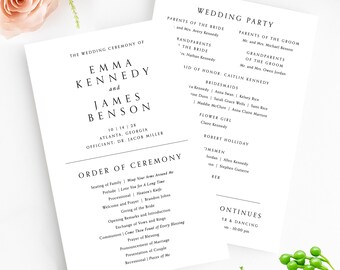 Modern Elegance Wedding Programs - Modern Wedding Programs - Minimal Wedding Programs
