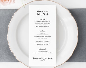Modern Script Wedding Menu Cards - Wedding Menu - Menu Cards - Wedding Reception Menu