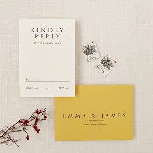 Modern Elegance Color Wedding Invitation - Modern Wedding Invitation - Minimal Invitation Sample Set image 3