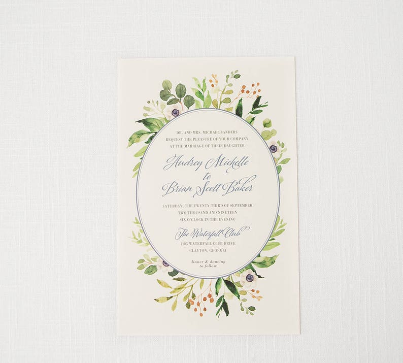 Greenery Wedding Invitation with Calligraphy Script SAMPLE SET image 7