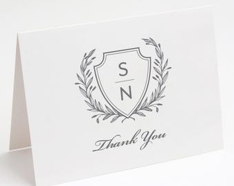 Classic Crest Note Cards - Monogrammed Note Cards - Thank You Notes Personalized