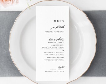 Modern Minimal Wedding Menu Cards - Wedding Menu - Menu Cards - Wedding Reception Menu