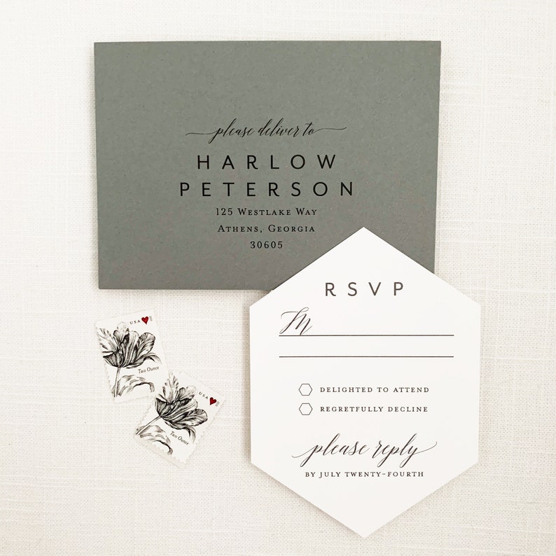 Copper and Grey Modern Wedding Invitation Set Sample Copper Invitations Grey Wedding Invitations SAMPLE SET image 4