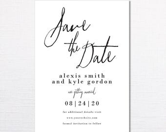 Modern Chic Save the Date - Modern Save the Date - black and white save the date