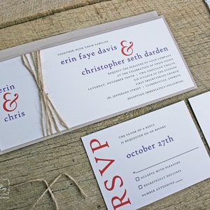 Rustic Wedding Invitation Set in Modern Rustic Twine Invitation Design - Sample